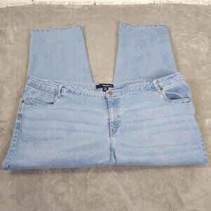 Denim 24/7 Womens Plus Size 30WP Cropped Jeans Light Blue Stretch Elastic SL49E